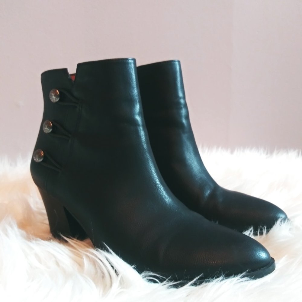 {FRANCO SARTO} Black Leather Abbott Booties